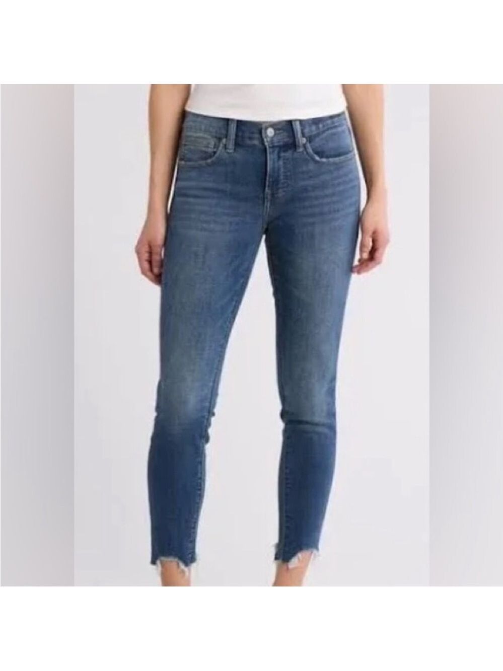 Lucky Brand Bridgette High Rise Skinny Shark Bite Hem Blue Jeans, Size 10/30